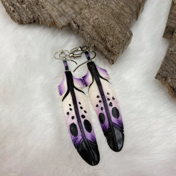 Purple Painted Bone Earrings