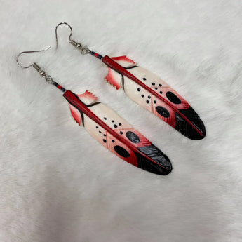 Red Painted Bone Earrings