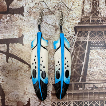 Turquoise Painted Bone Earrings