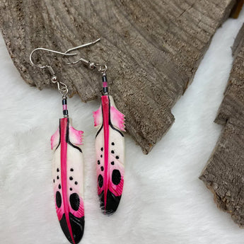 Pink Painted Bone Earrings