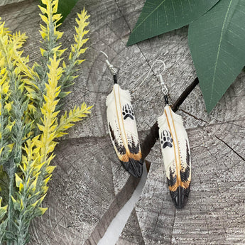 Bear Paw Painted Bone Earrings