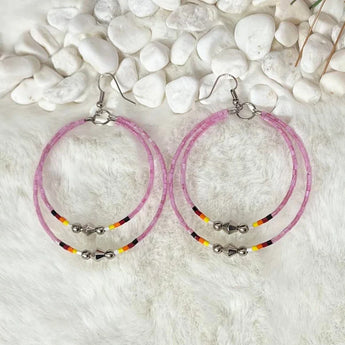 Double Large Hoop Beaded Earrings