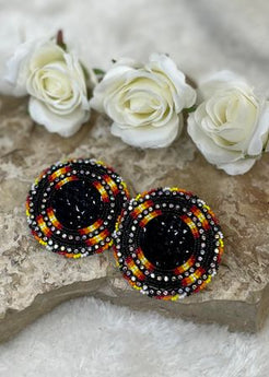 Large Cross Shield Beaded Earrings