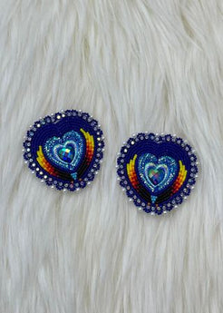 Heart with Eagle Beaded Earrings