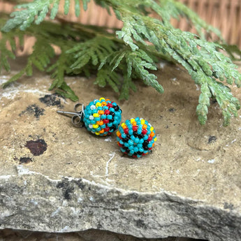 Round Beaded Stud Earrings