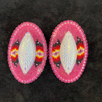 Large Oval With Post Beaded Earrings