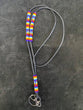 Leather Cord Partially Beaded Neck Lanyard