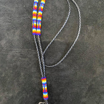 Leather Cord Partially Beaded Neck Lanyard