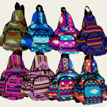 Colourful Aztec One Strap Backpack