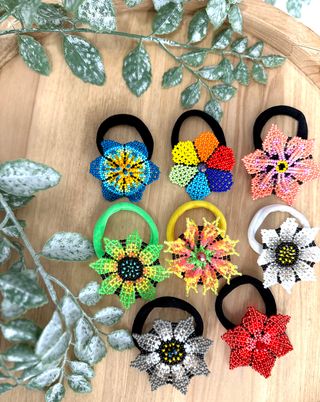 Beaded Flower Hair Tie