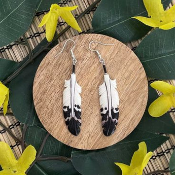 Black/White Painted Bone Earrings