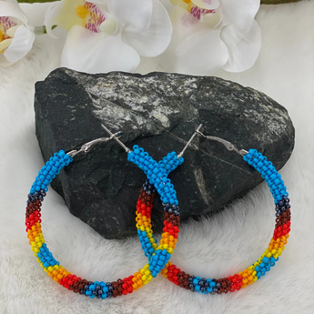 Turquoise Beaded Hoops